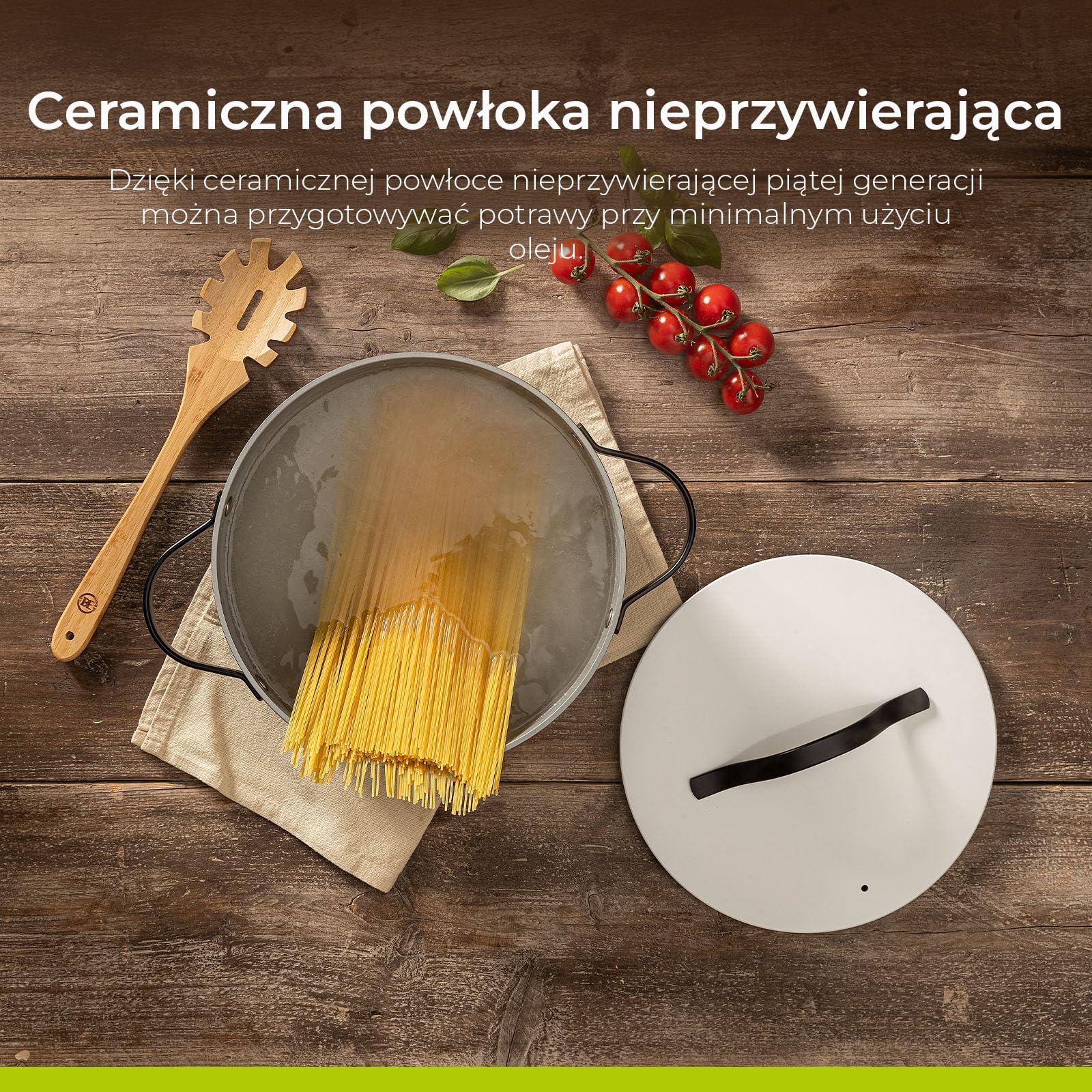 BE Living Rondel z pokrywką - Ø 28 cm - Pojemnik do gotowania indukcyjnego - Nadaje się do wszystkich źródeł ciepła - biały