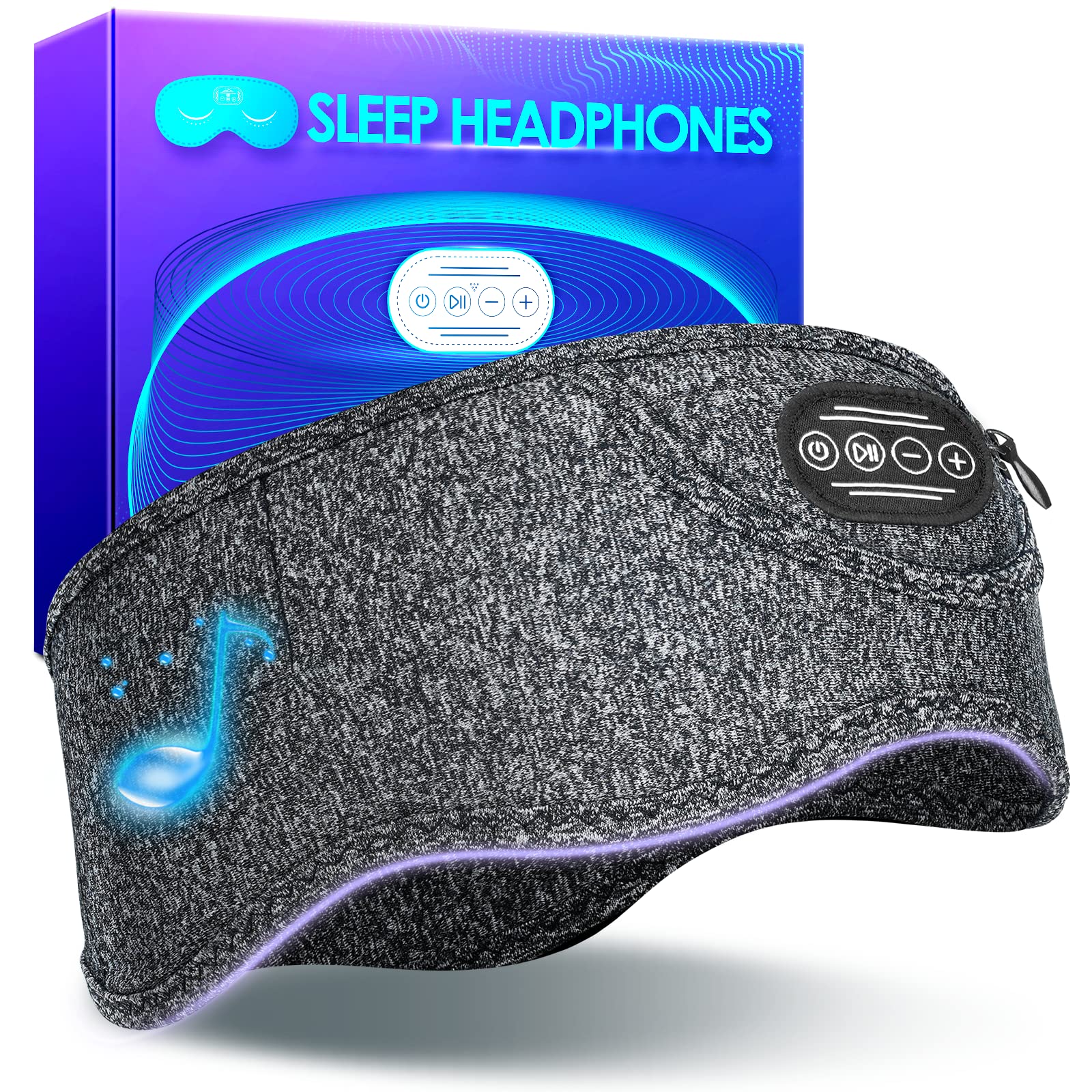 Sleep Headphones Bluetooth Headband Wireless - 3-IN-1 Comfy Cooling Sleeping Eye Mask Headset, Head Band Ear Buds Electronics Tech Gadgets Birthday for Women Men Side Sleeper Running