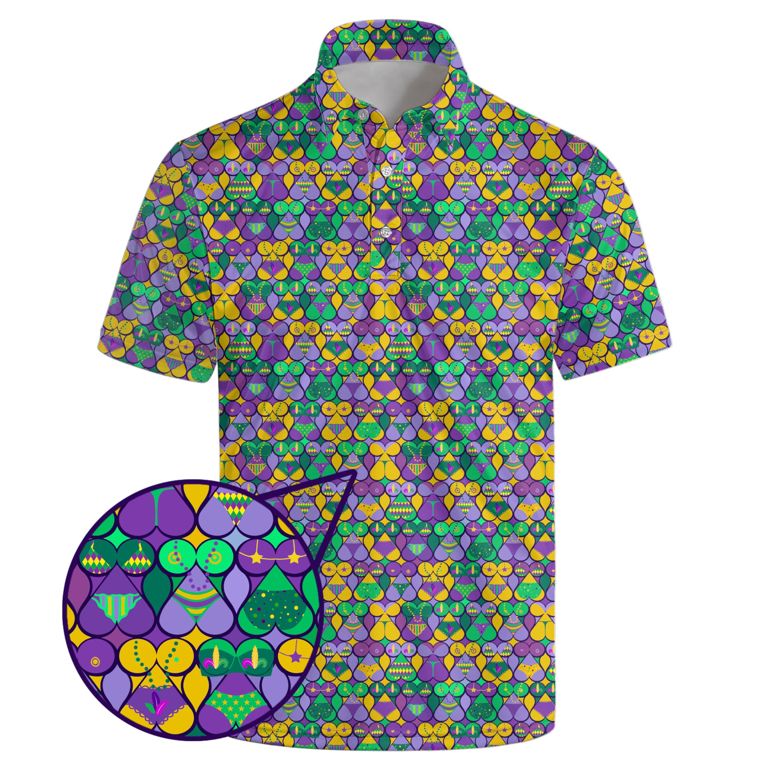 HUURAY Divertidos polos de golf para hombre, camisas de manga corta con estampado divertido, camisas polo de secado rápido, camisa hawaiana, trajes de golf de alto rendimiento