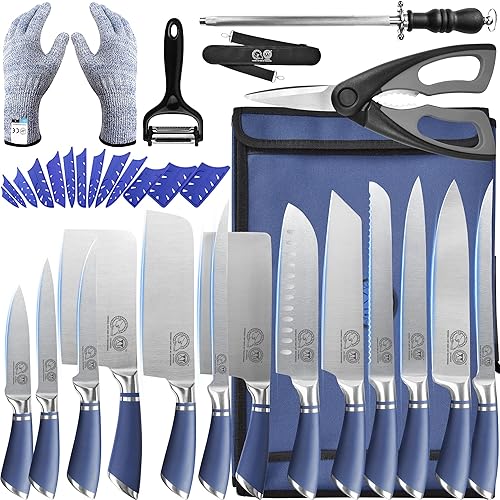 Miniatura 1 de XYJ Cuchillos, juegos de cuchillos profesionales para maestros chefs, juego de cuchillos de chef de 11 piezas con bolsa, carnicero de carnicero para