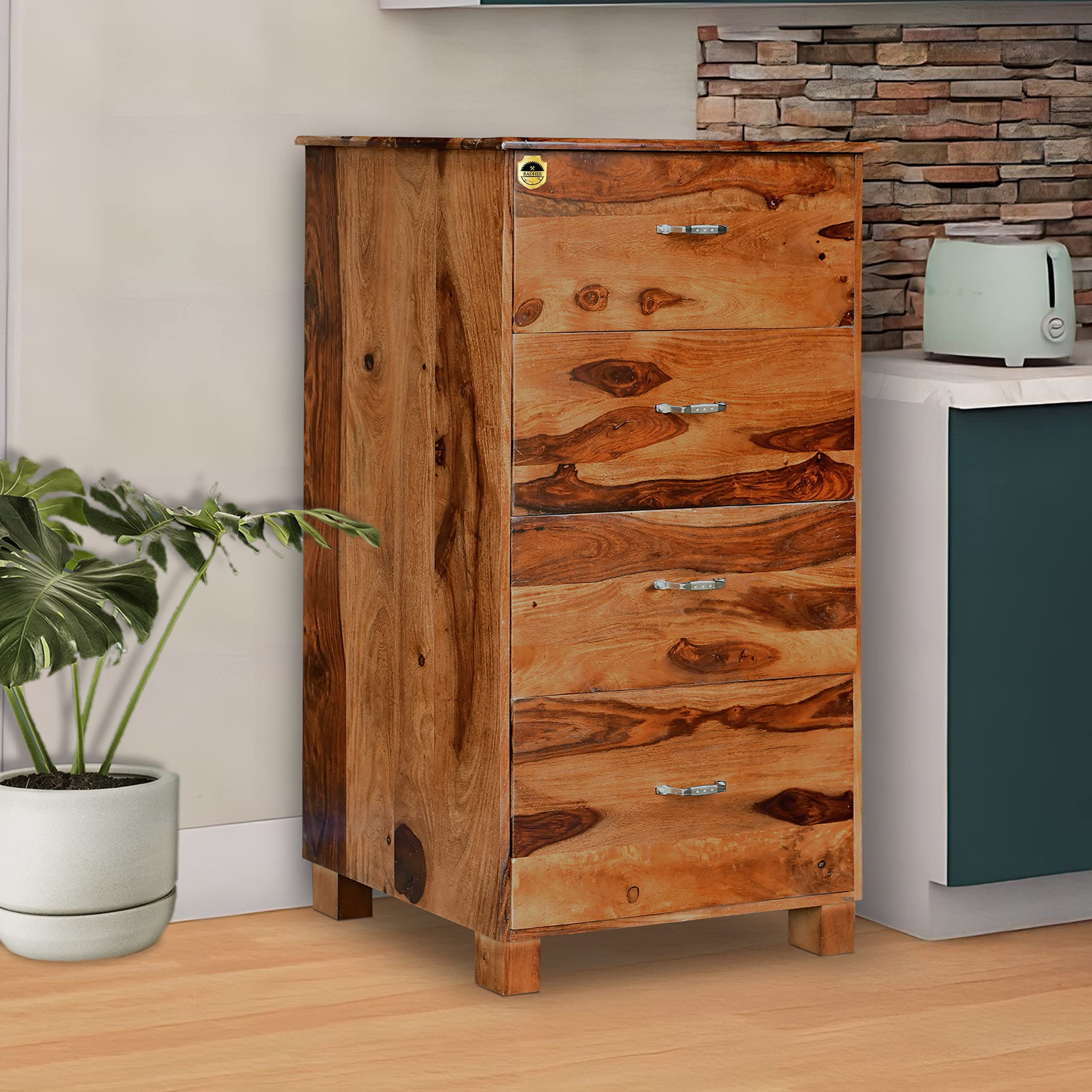 Solid Sheesham Wood Sideboard 4 Drawer Sideboard Sheesham Wood Cabinet Free Standing Pre Assembled Polish Matte Finish-image-21