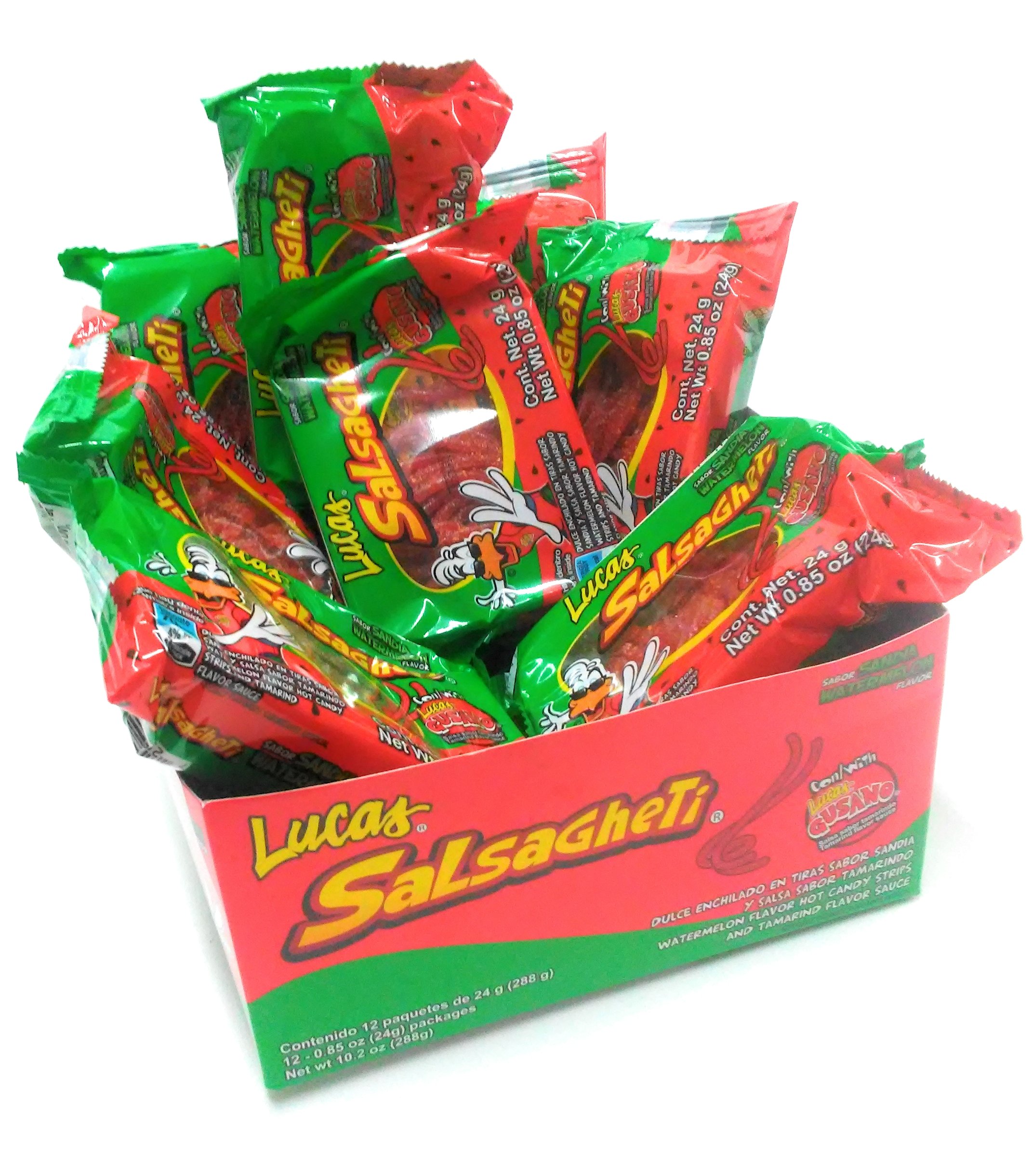 LucasSalsagheti Flavor Sandia with Gusanos Tamarind Flavor Sauce, 0.85 oz, 12 package box