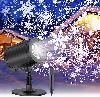 Christmas Projector Lights Outdoor, GUSODOR Dynamic Snowflake Projector LED Snowfall Lights Waterproof Christmas Projector Lights for Indoor Outdoor Christmas Decoration, Holiday, Wedding, Yard Decor
