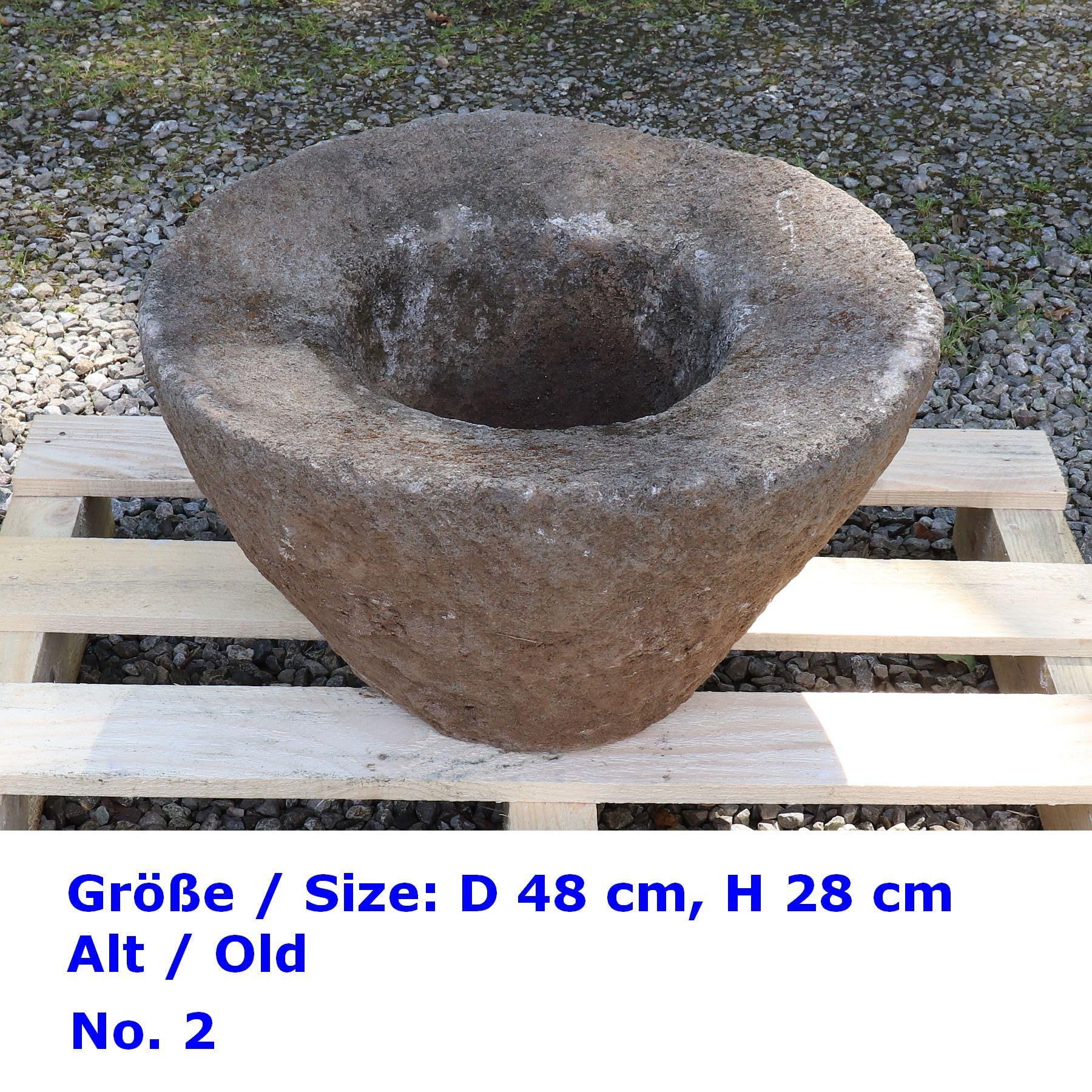 STONE art & more Antiker Steintrog, Mörser, Lumpang, D ca. 40cm, Naturstein, frostfest