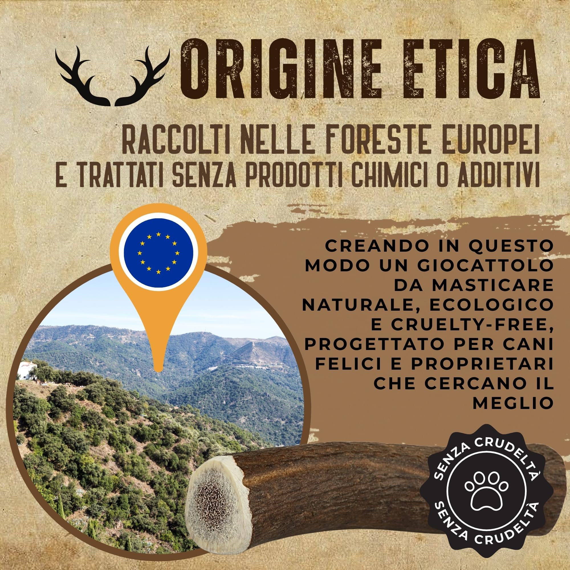 Corno di Cervo Naturale per Cani | Masticatore Dentale Duraturo | Origine Naturale, Senza Additivi | Kira&Gara® (XL - 200-240g, Pack de 1)