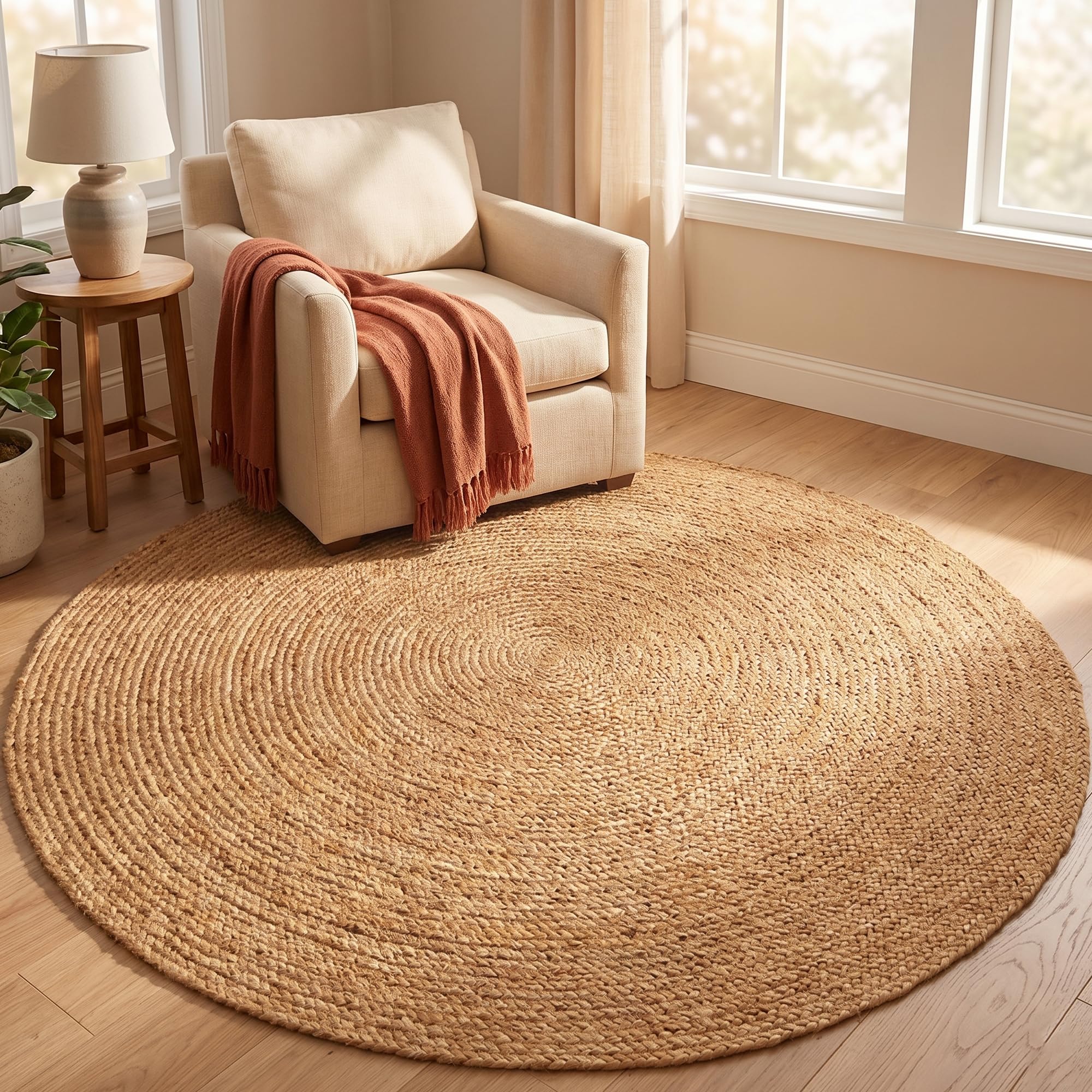 Tapis tressé en jute haut de gamme fait main épais 180cm