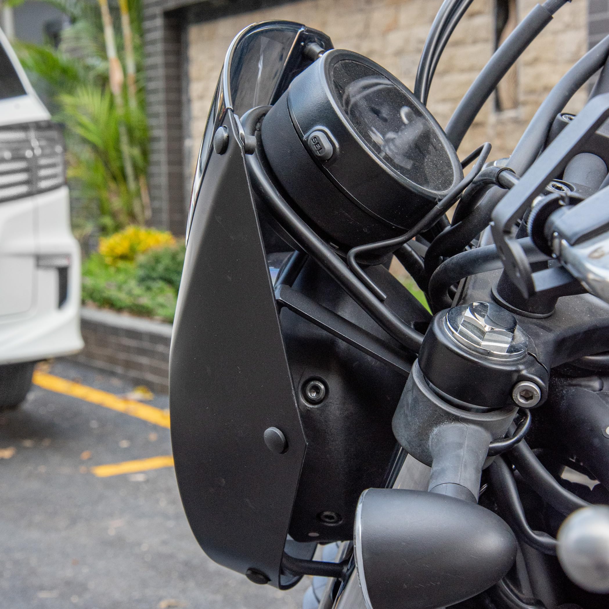 Carenatura Faro Anteriore E Parabrezza Per Honda Rebel CMX 500/300 (2017-2024) - Nero Lucido, In ABS E Acciaio