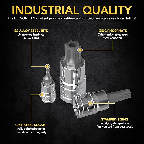 Miniatura 4 de LEXIVON Master TORX - Juego de llaves de acero de aleación S2 de alta calidad  34 piezas sólido a prueba de estrellas y manipulaciones T6  T70
