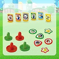 Vista 5 de EPOCH Games Super Mario Air Hockey, juego de mesa de habilidad y acción con figuras de acción coleccionables de Super Mario