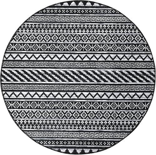 Miniatura 2 de RUGSREAL Round Area Rug 3 Diameter Machine Washable Non-Shed Area Rug Moroccan Boho Throw Carpet Non-Slip Geometric Rug Mat for Living Room Bedroom