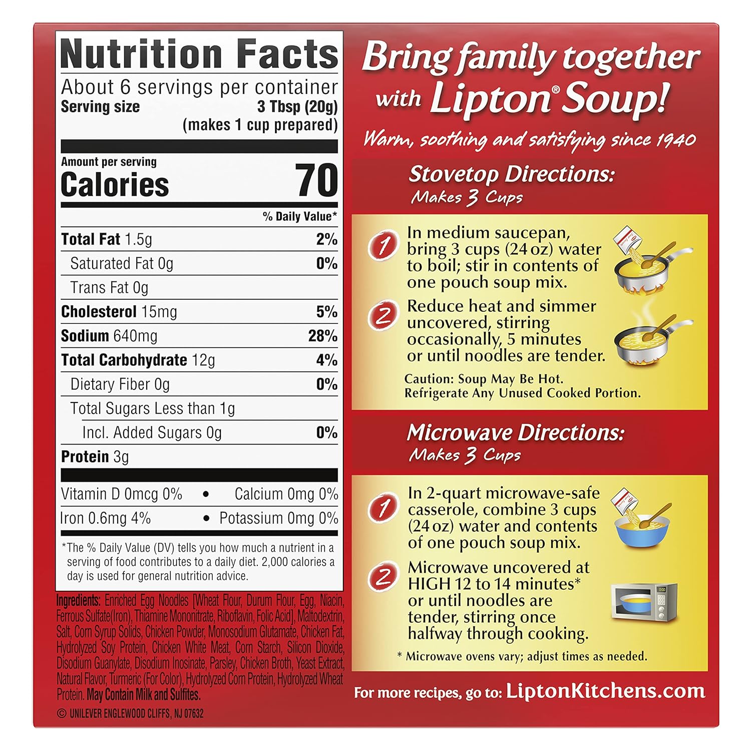 SOUP SECRETS Lipton Instant Soup Mix Chicken Noodle 4.2 Ounce (Pack of 24)
