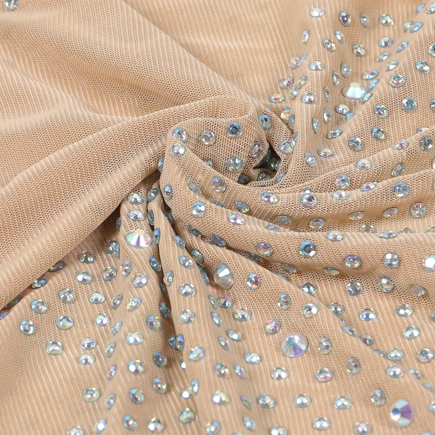 PORRCEY Women's Hot Drilling Craft Sexy Long Sleeve Mesh See Through Party Club Night Rhinestone Dress - Image 6