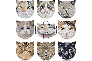 Billbotk Embellished Cat-Themed Diamond Art Coasters: A Purrfect Project for Artistic Expression