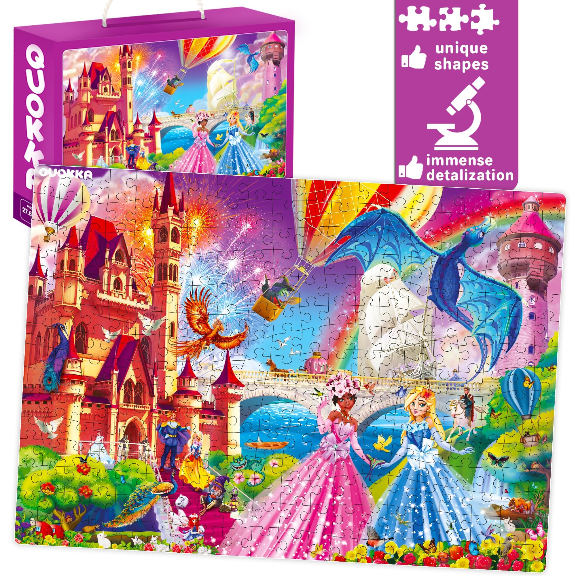 QUOKKA 300 Pieces Puzzles for Kids Ages 10-12, 3X Set Floor Jigsaw Puzzles for 8-10 yo, Toy for Learning Unicorn - Image 3