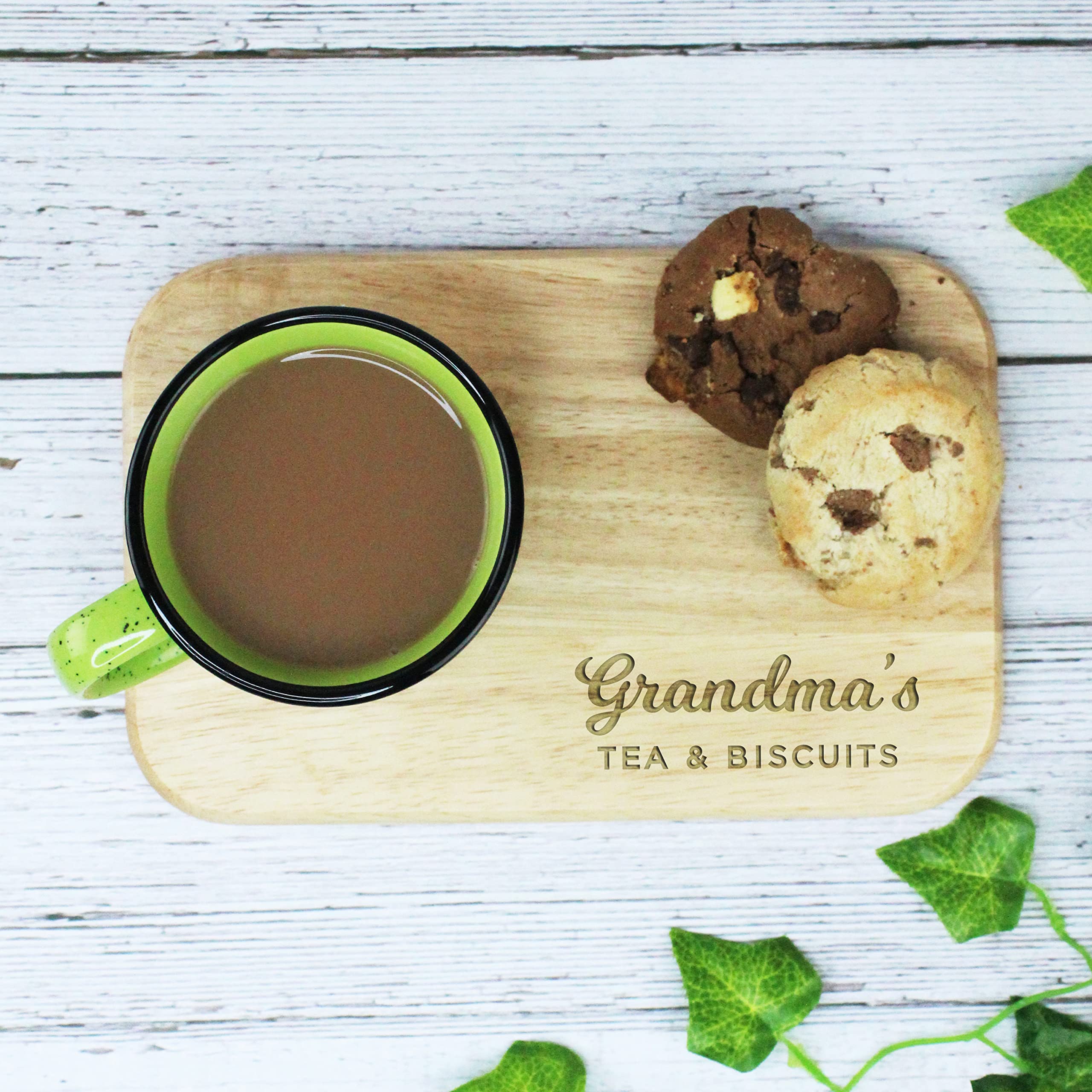 Ebuygb Brown Grandma's Tea & Biscuits Board, Wooden Treat Board, Snack Tray, For Grandma, Birthday Gifts For Her