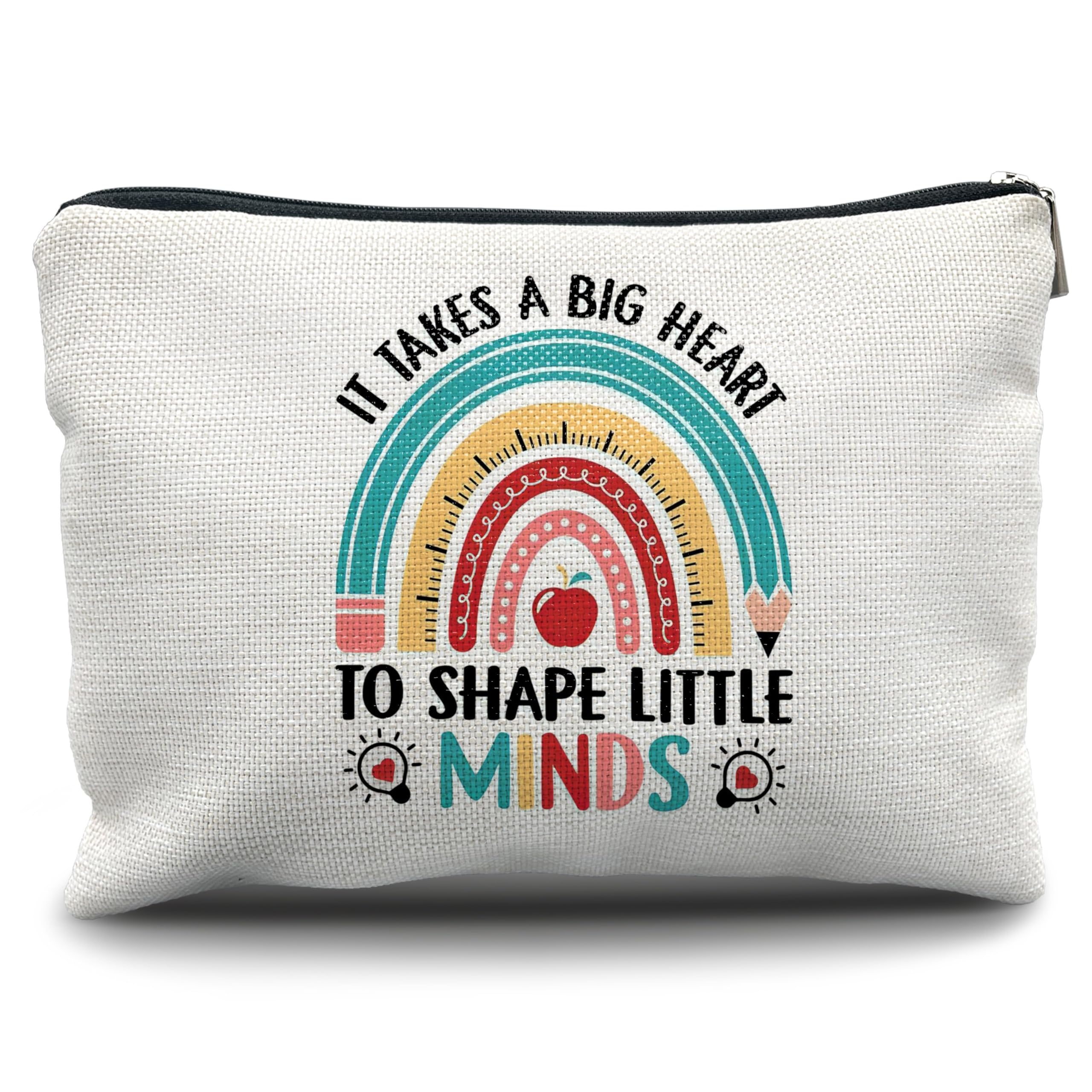 Nogrit Teacher Tote, Makeup Cosmetic Bag - 'It Takes a Big Heart' - Gifts for Teachers