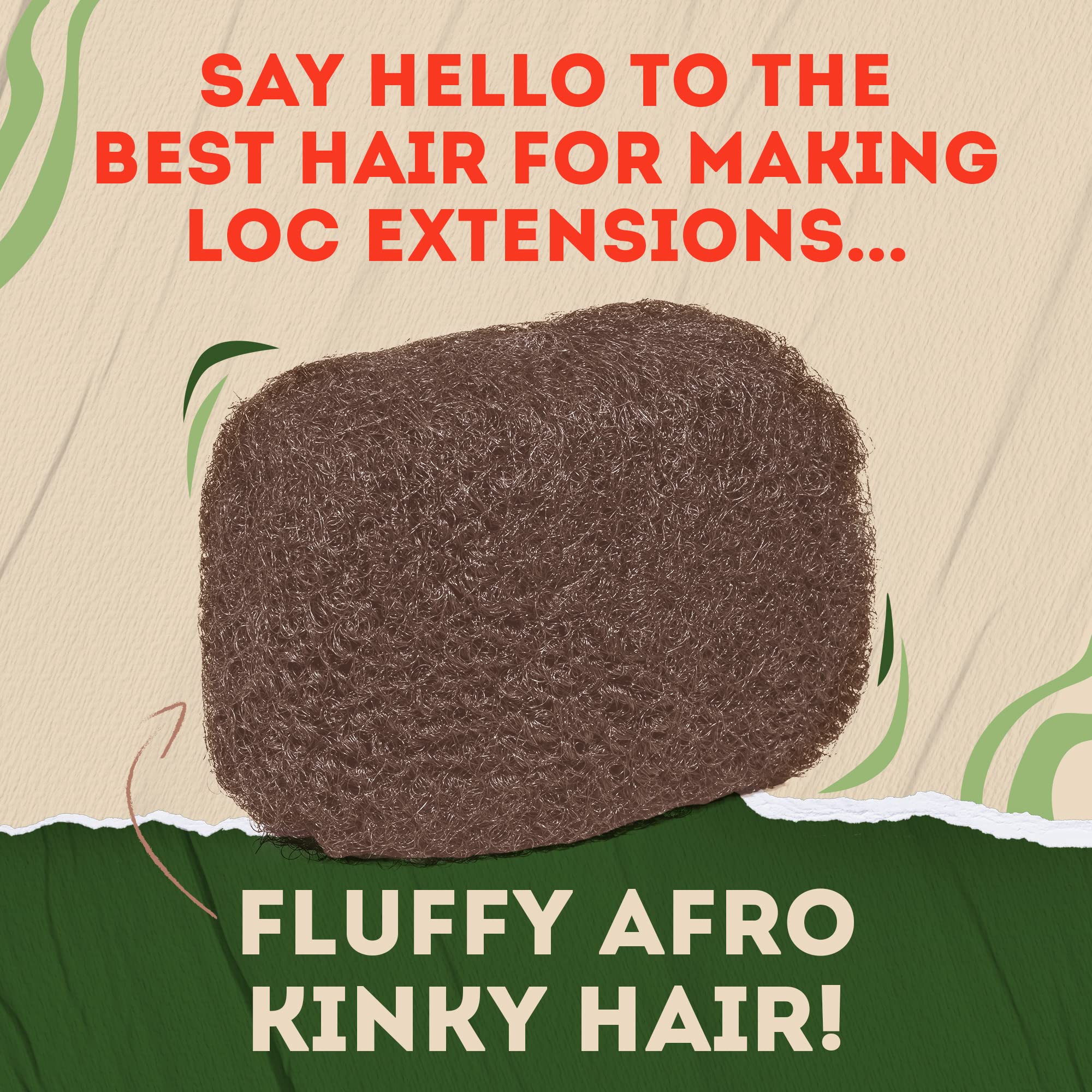 Locsanity Afro Kinky 100% Bulk Natural Human Hair - Braiding Hair for Dreadlocks, Loc Repair, Dreadlock Extensions, Twists, Braids - 16 Inches Long, 1 Oz