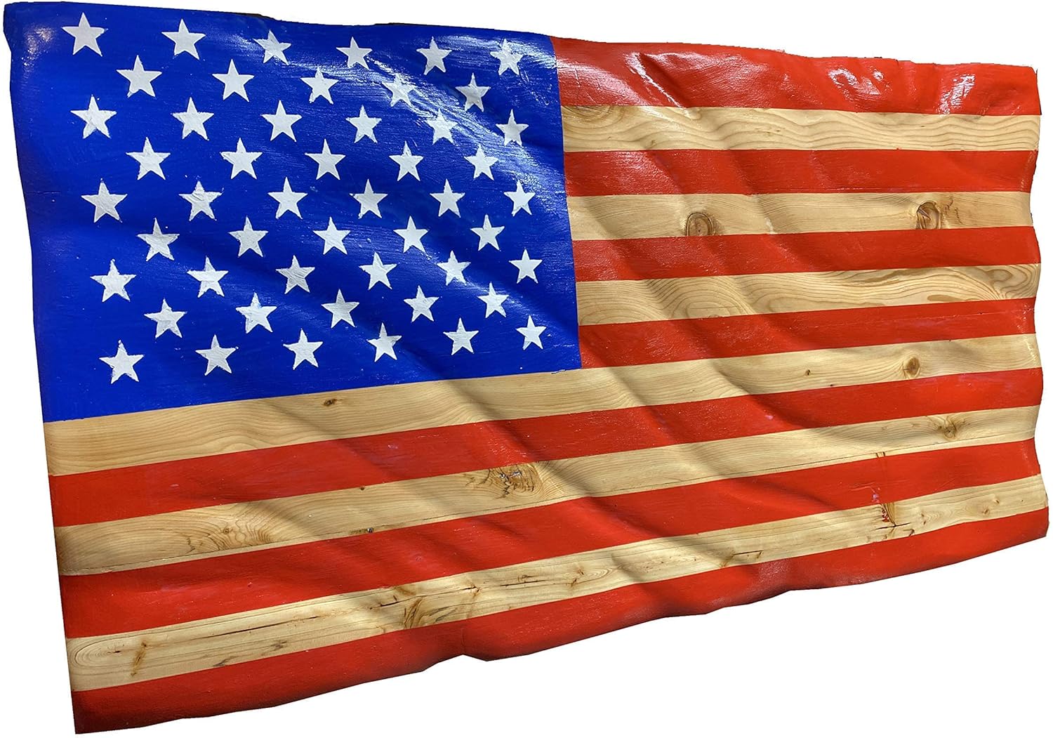 Handmade American Flag Natural Wooden Stripes