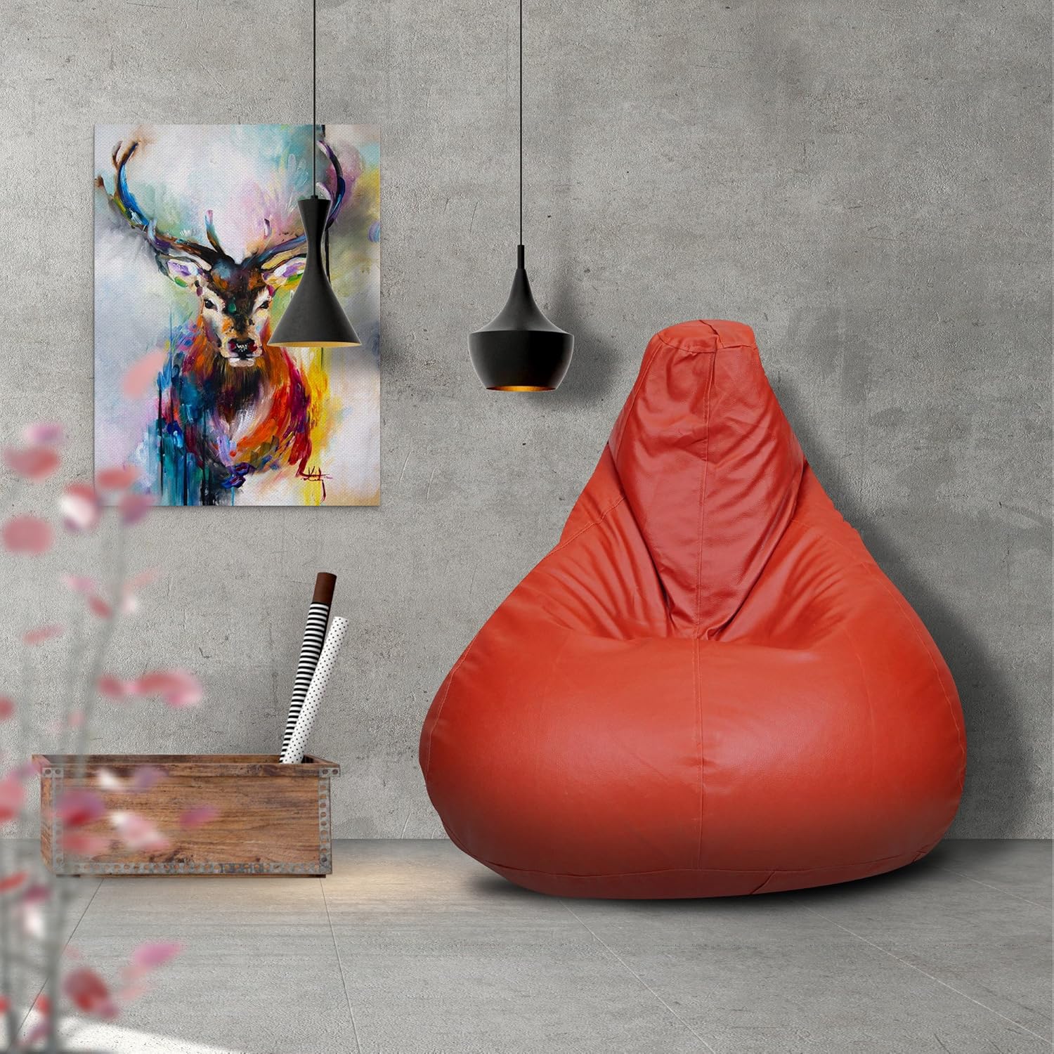 StoryHome Giant Designer Recliner Bean Bag Red Faux Leather Bean Bag Chair XXXL Seriously Man