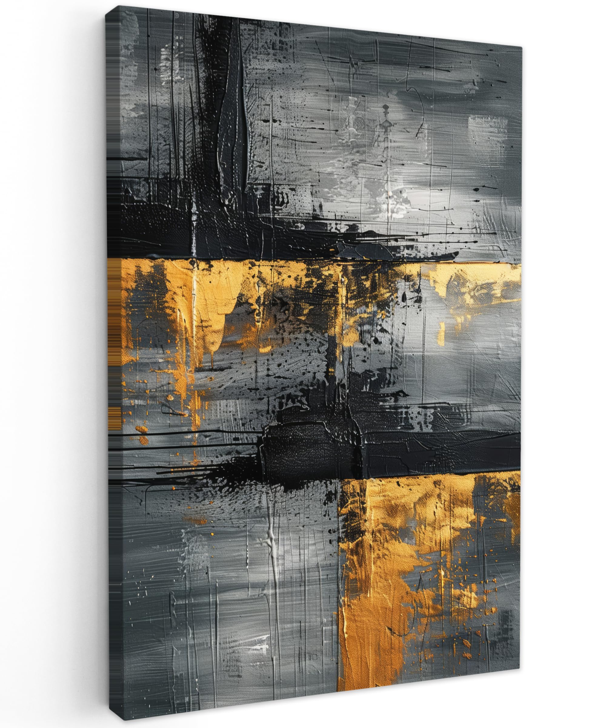 MuchoWow© Canvas Wall Art 8"x12" / 20x30 cm Decor Hanging Pictures for Living Room Canvus Artwork Deco Walls Modern - Art - Gold - Black - Luxury — image 1
