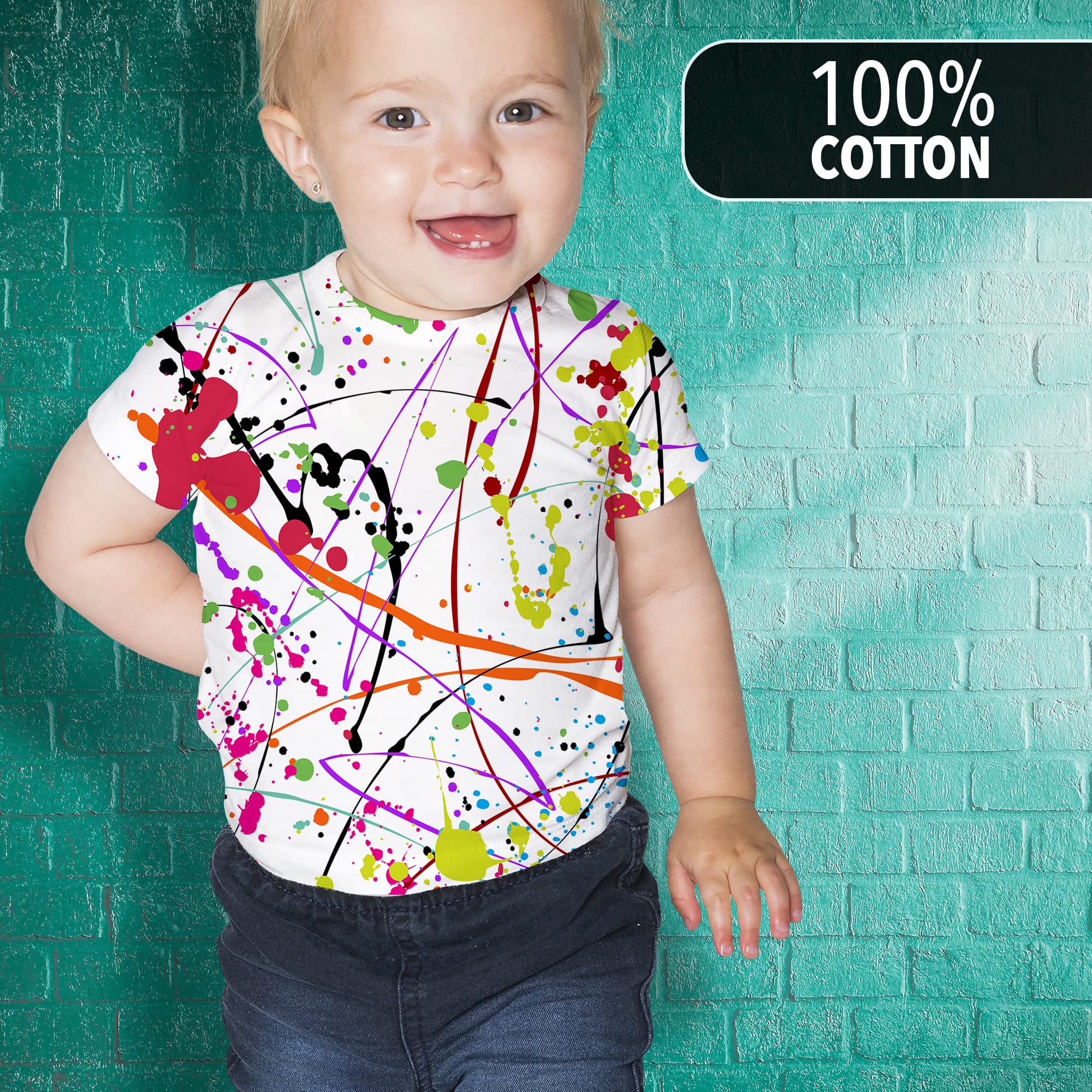 Splatter Paint White All Over Toddler T Shirt Multi 4T