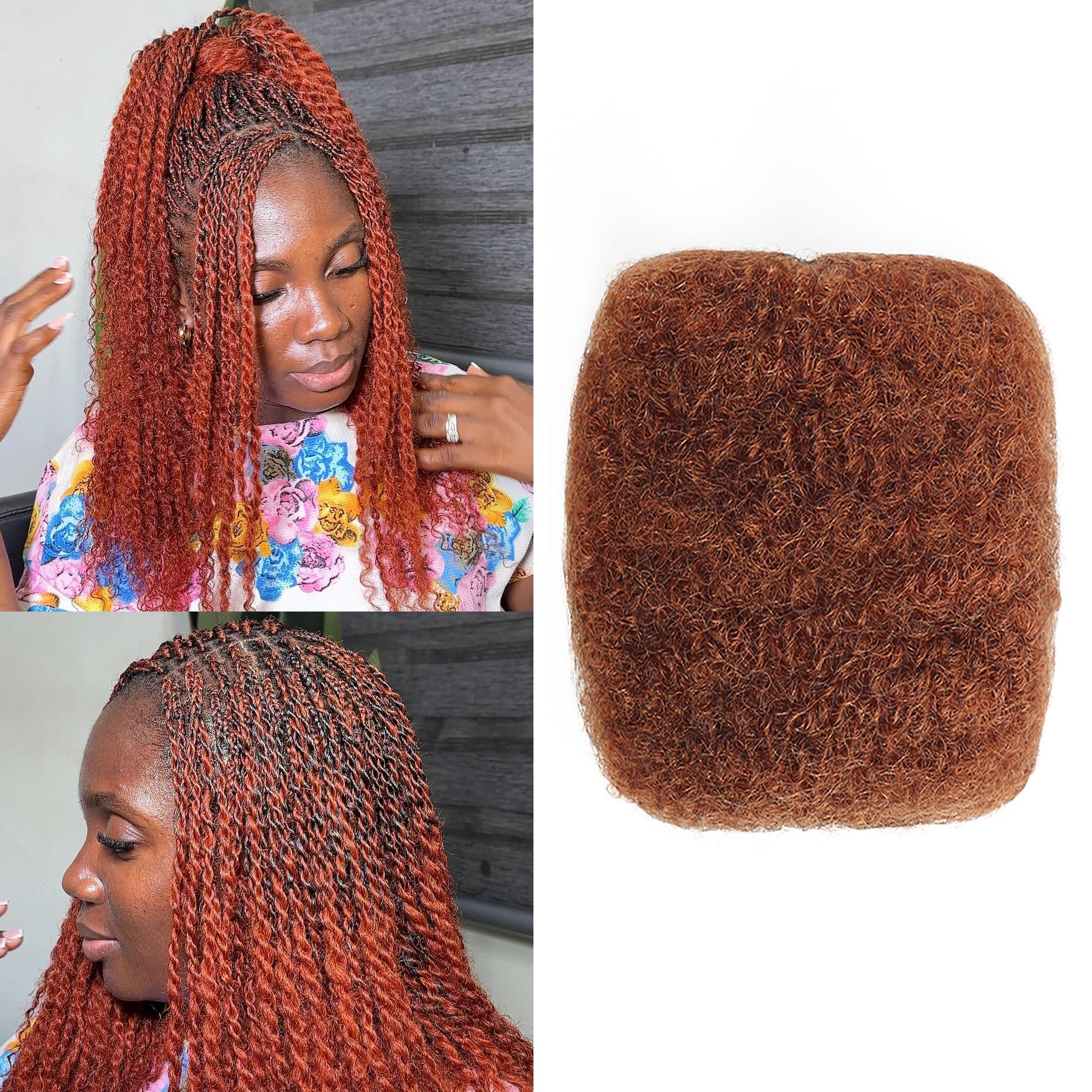 Orientfashion 30g/1 Pack Afro kinky Bulk Hair Bulk, 4c 100% Afro Kinky-Curly Human Hair for Twist Braiding, Dreadlock Extensions, Repair Loc (8 Inch,