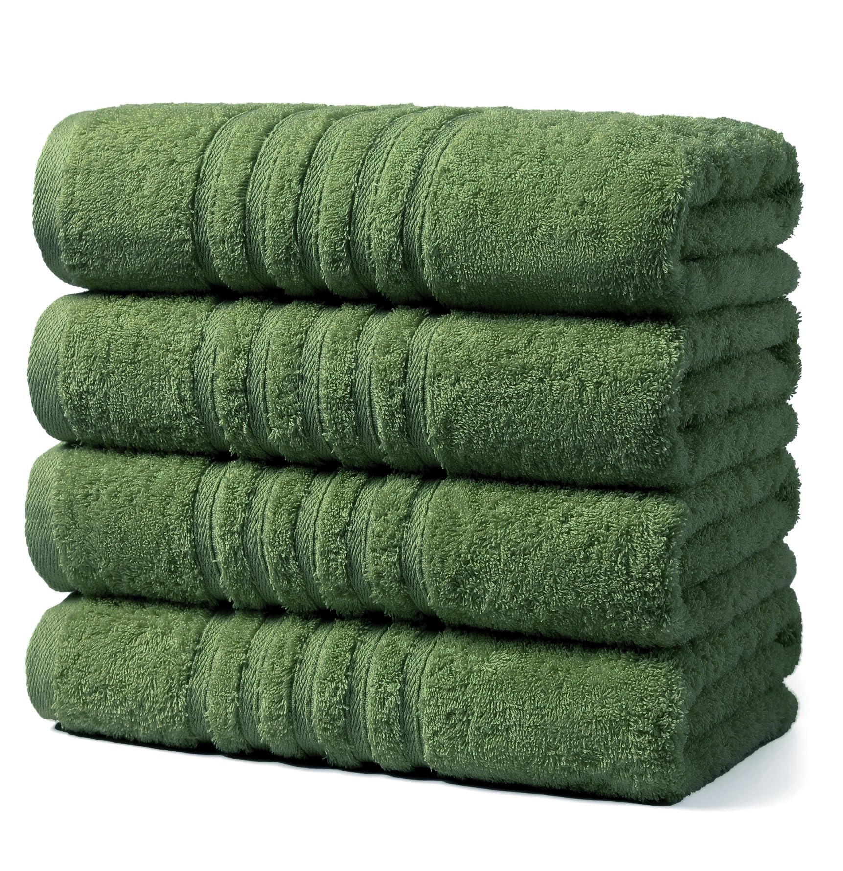 Aibaser Towels - Premium 100% Cotton Bath Towels Set (27 x 54 inches), Lightweight and High Absorbency Quick Drying (Green)