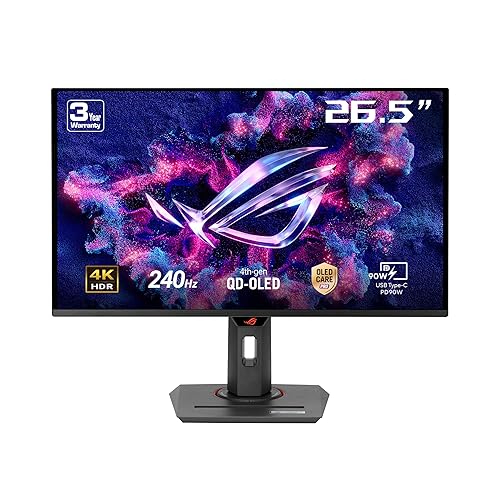 ASUS ROG Strix OLED XG27UCDMG - 27 Zoll 4K UHD Gaming Monitor - 240 Hz, 0.03ms GtG, G-Sync, FreeSync, AdaptiveSync, DisplayHDR 400TB - 16:9, 3840x2160, DP 1.4 DSC, HDMI 2.1, 90W USB-C, USB-Hub, Ergo. - Display HDR 400 - 240 Hz OLED - 27" UHD 4K