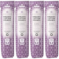 Organic Cotton Rounds 400 Count - Makeup Remover Pads for Face Lint-Free