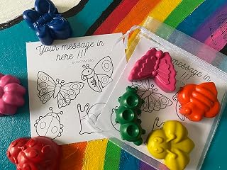 Insects Crayons for party bags, Party bag fillers for kids, kids crayons, handmade party favours, birthday party favours, toddlers party bag (bundle of 6 or 12 party bags)
