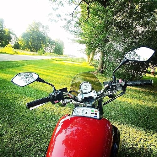 Miniatura 6 de DREAMIZER Espejos universales para motocicleta, manillar M8 M10, retrovisor, con abrazadera de manillar de 7/8 pulgadas, compatible con Street