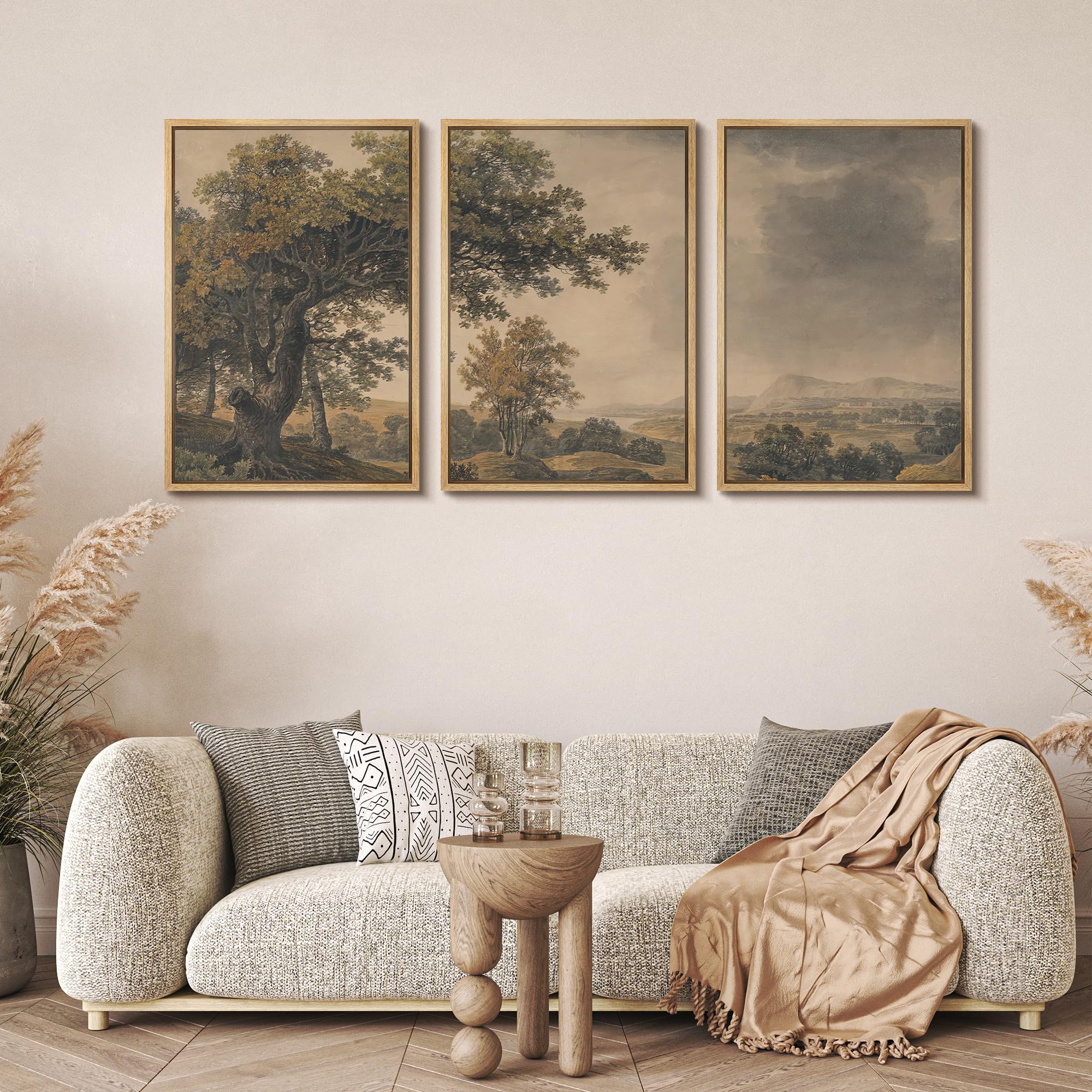 Poster Print Vintage Landschap Boom en Zon Vakantie Trip Muur Art Schilderen Foto's Voor Home Decor Woonkamer 40x70cm Unframed