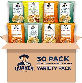 Quaker Rice Crisps Gluten Free Variety Pack: 4 Sweet & Savory Flavors, 40 Single Serve Bags