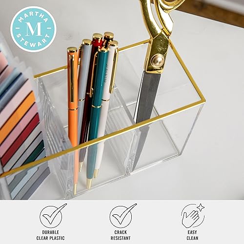 Miniatura 3 de Martha Stewart Kerry - Organizador de escritorio de plástico con 4 compartimentos, con ribete dorado