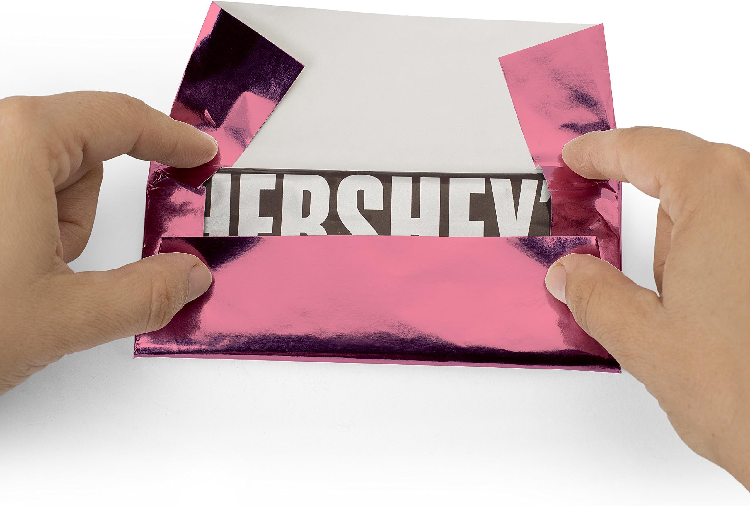 Foilman Foil Wrapper - Pack of 100 Candy Bar Wrappers with Thick Paper Backing - Folds and Wraps Well - Best for Wrapping 1.55Oz Hershey/Candies/Chocolate Bars/Gifts - Size 6" X 7.5" (Pink)