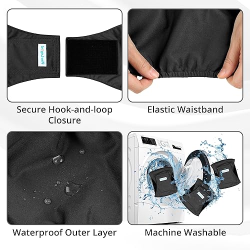 Miniatura 5 de Paw Legend - Pañales lavables para perro (3 unidades), XL, Negro, negro, negro