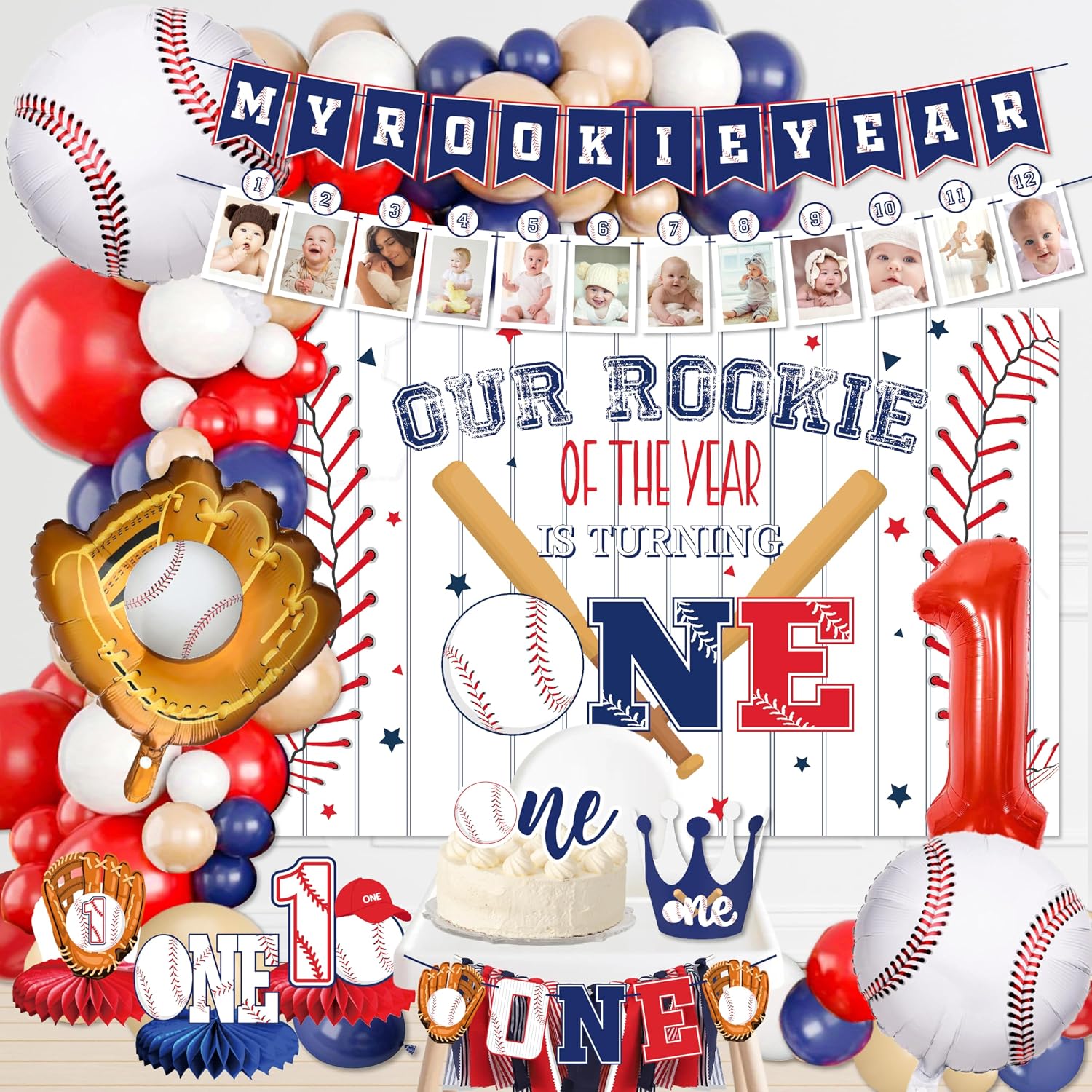 Our Little Rookie Baseball Happy Birthday Circle Backdrop