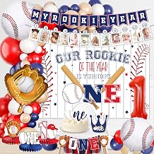 Baseball 1st birthday party decorations boy, our rookie Backdrop,Baseball Balloon Arch,my rookie year banner,first birthday decorations for boy