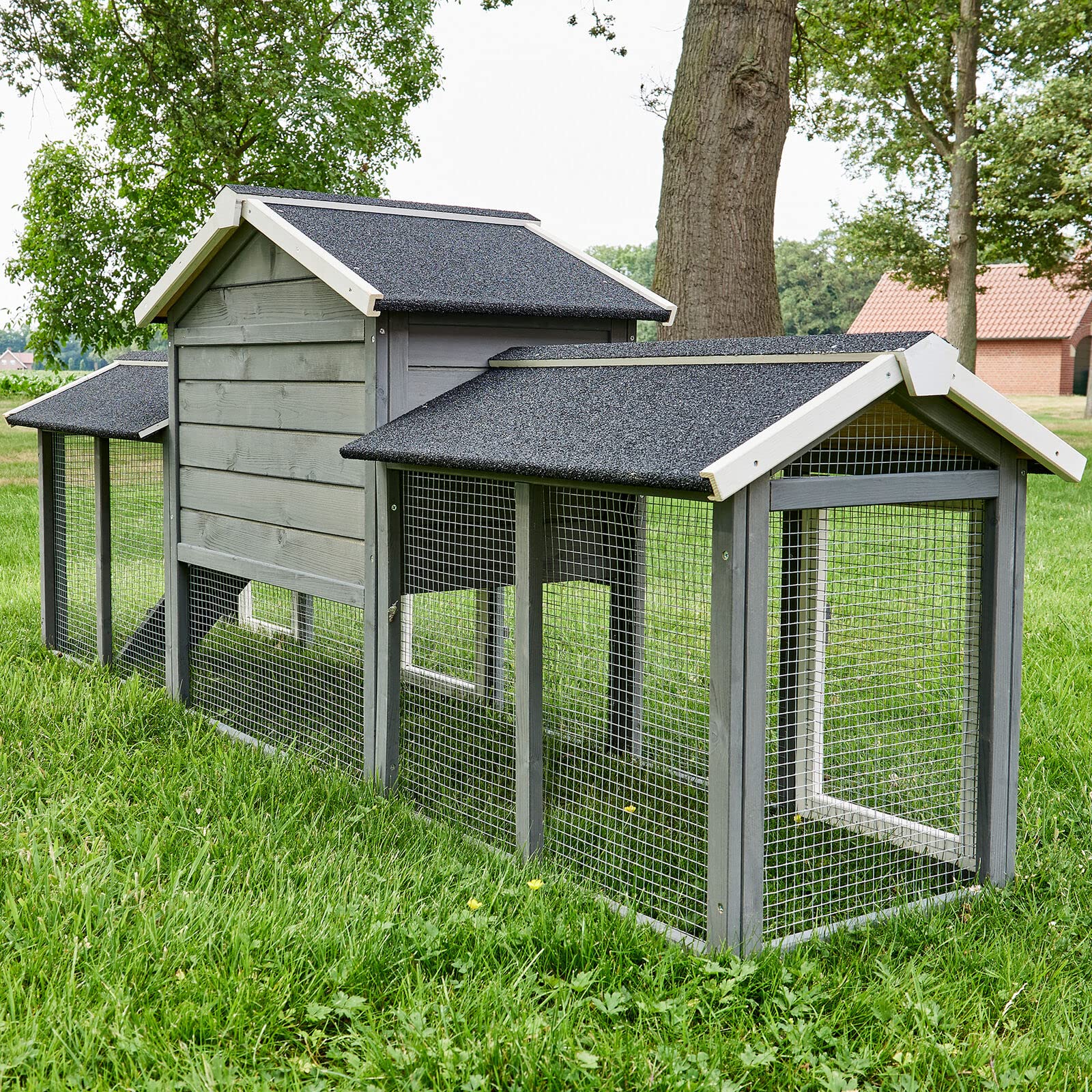 Cage Clapier Enclos Lapin Extérieur en Bois Haute Qualité pour Lapins Petits Animaux- Modèle : 085 Don Camillo 210x54x85,5cm