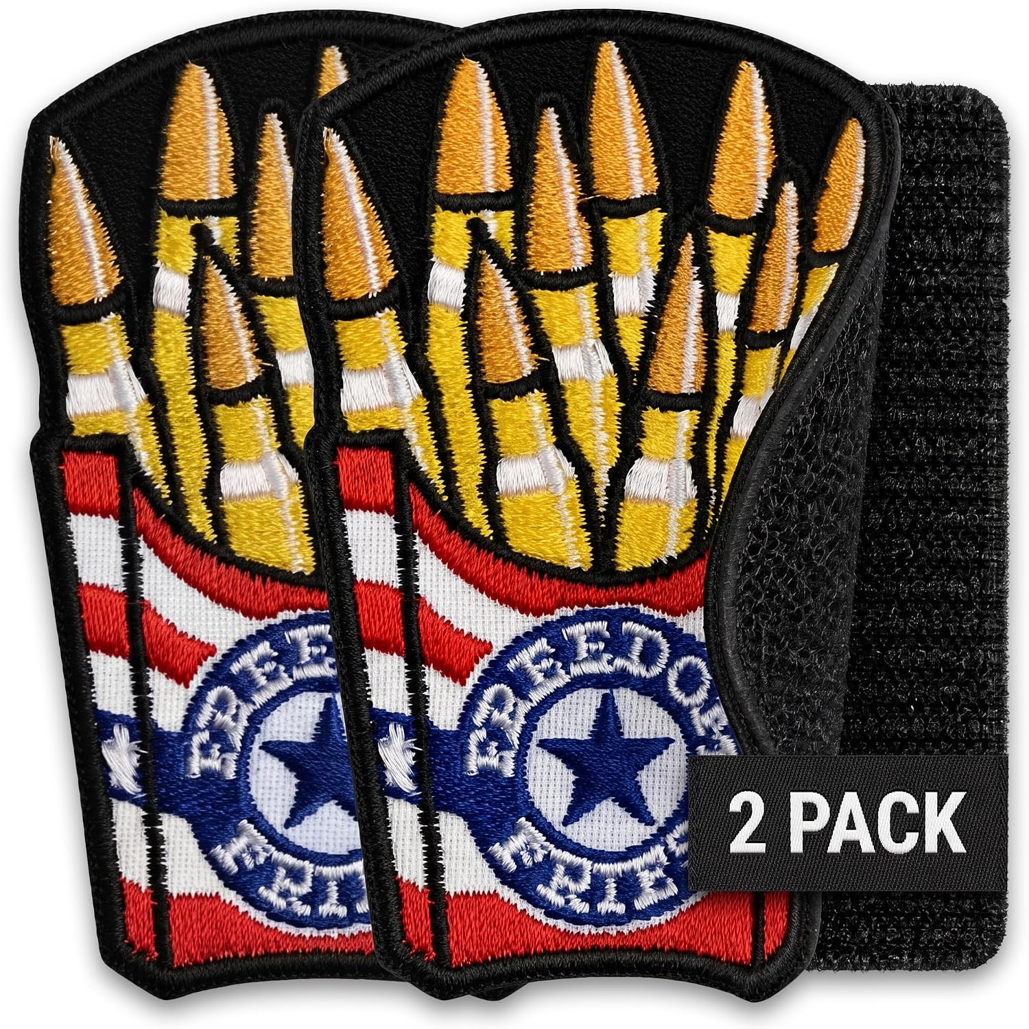 Freedom Fries Hook and Loop Funny Morale Patch 2 Pack 2x3 in