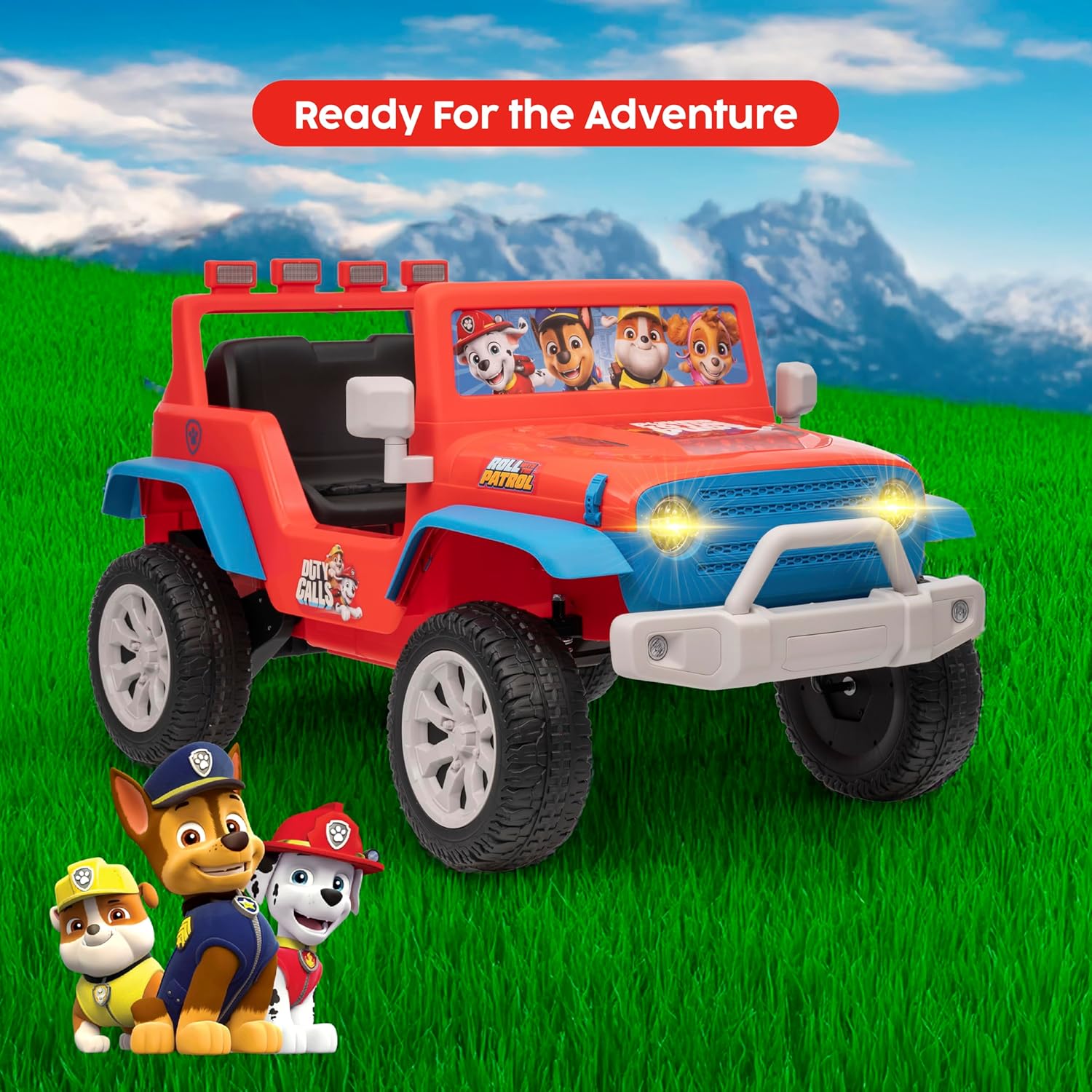 Paw Patrol - 12V Kids Ride On with Rechargeable Battery, LED Headlights, Press-Button Start, Durable Wheels, Forward & Reverse Drive, Contoured Seat