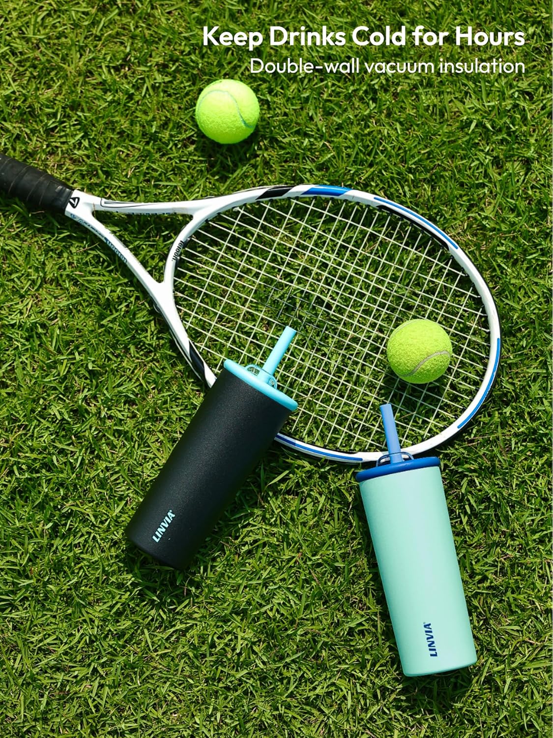 Candy Tumbler, 20 oz Kids Insulated Stainless Steel Water Bottle with Spill Resistant Silicone-Metal Straw and 2-in-1 Lid, BPA-Free, Cup Holder Friendly, Dishwasher Safe, Teal - Image 2