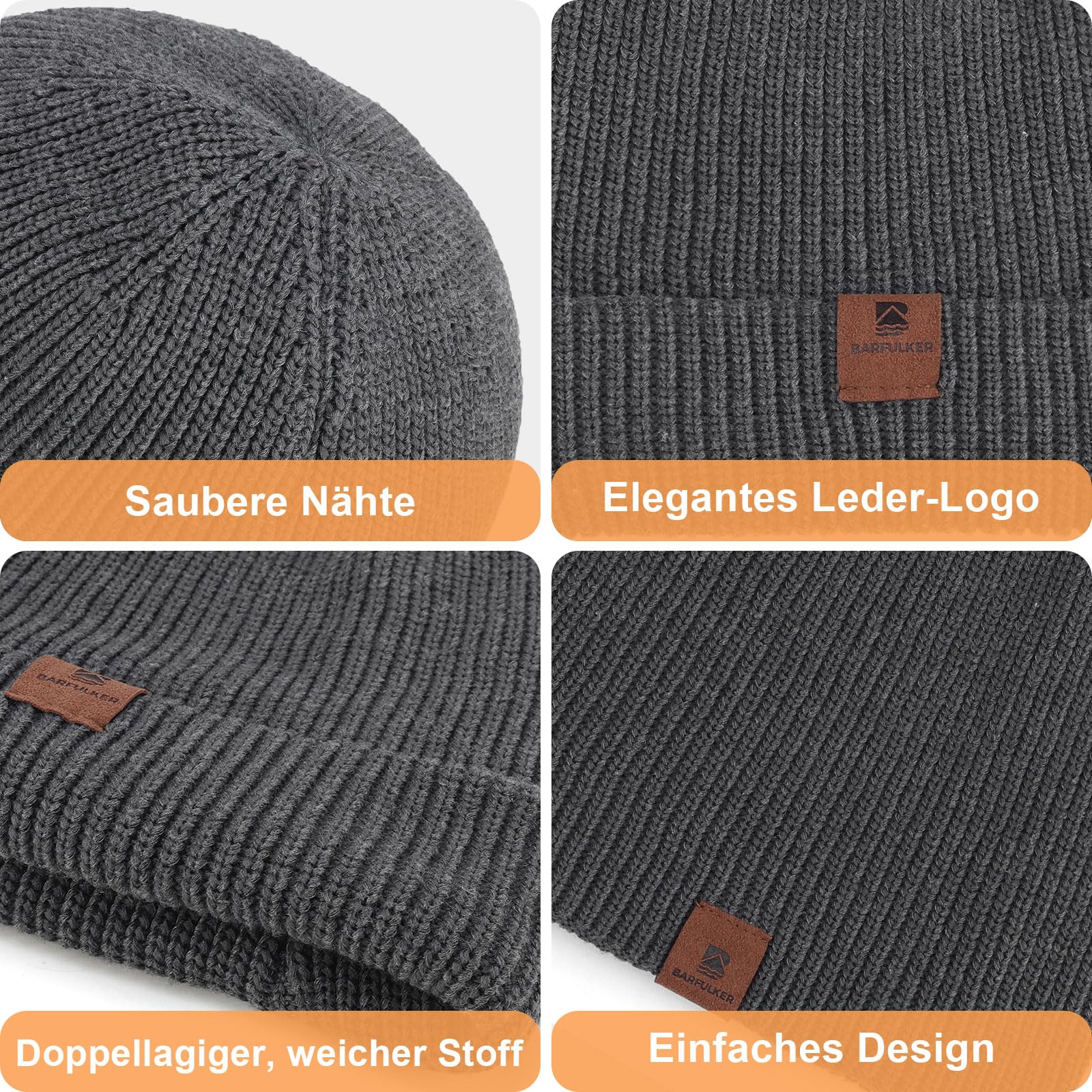 BARFULKER Berretto in Maglia Uomo Donna Cappello da Uomo Invernale Caldo Foderato Elasticizzato Beanie Hat Lana Beanie Antivento Cappelli da Corsa