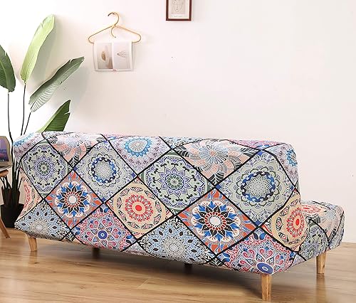 Vista 166 de MIFXIN Funda de sofá sin brazos, funda elástica plegable para sofá cama, sin reposabrazos, protector de muebles de elastano impreso lavable, sin