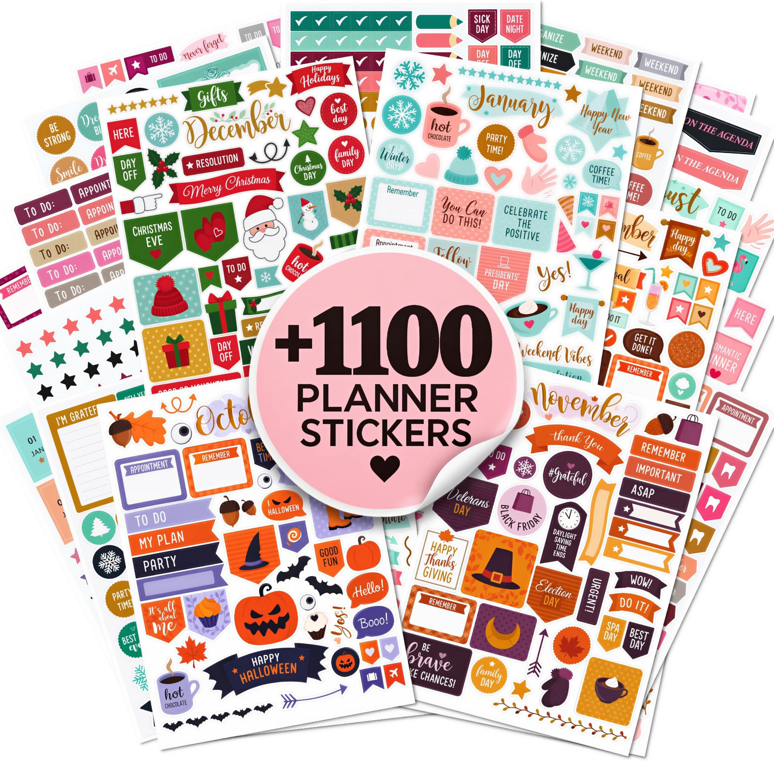 Aesthetic Monthly Planner Stickers - 1100+ Beautiful Design Accessories Enhance and Streamline Your Planner, Journal and Calendar
