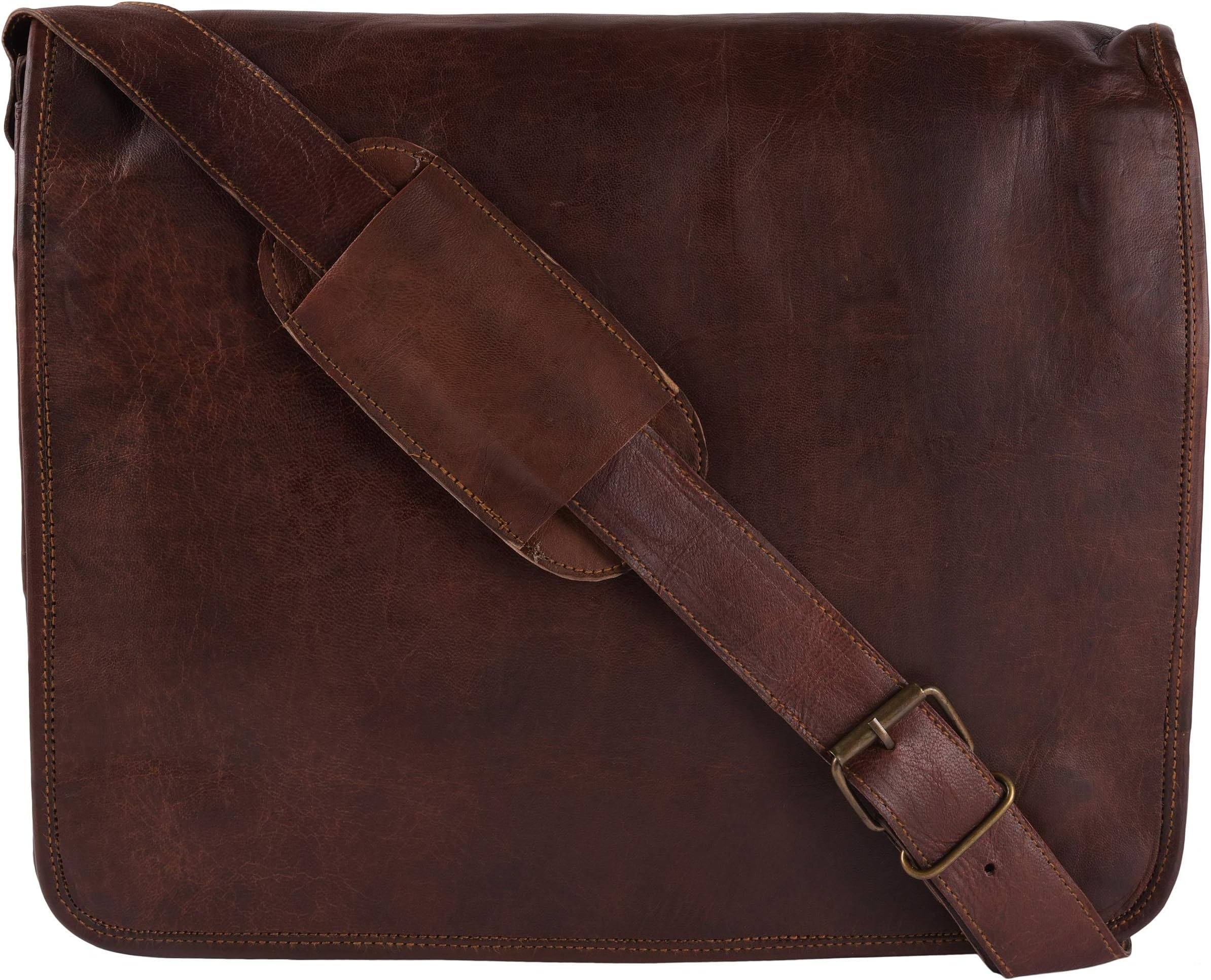 15" Men's Hand-Crafted Messenger Genuine Leather Briefcase Satchel Laptop Shoulder Bag