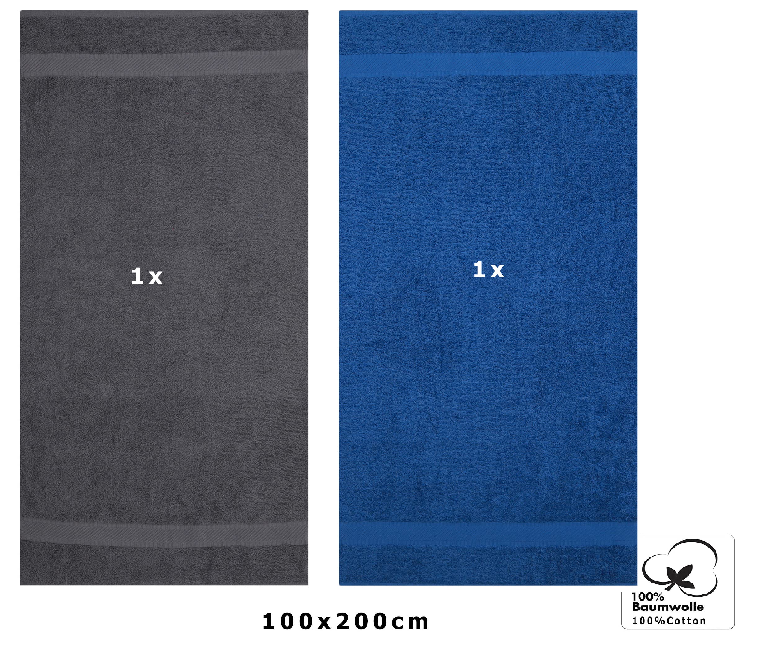 Betz Juego de 2 Toallas de baño XXL Palermo 100% algodón 100x200 cm Color Antracita - Azul