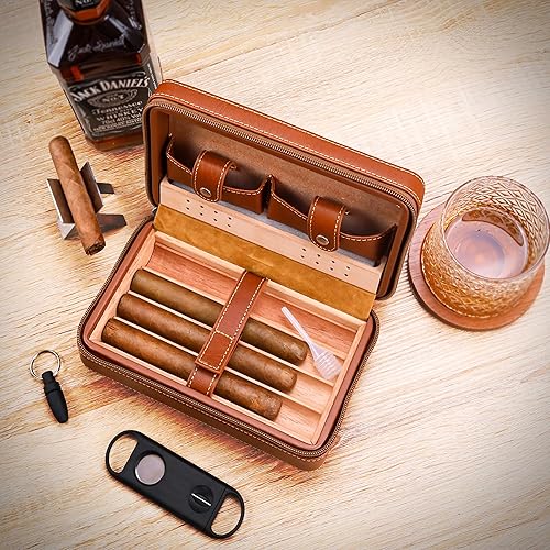 Miniatura 5 de Estuche para cigarros con cortador en V, perforador y soporte para puros, humidificador de cigarros de viaje, estuche de viaje para cigarros, fundas