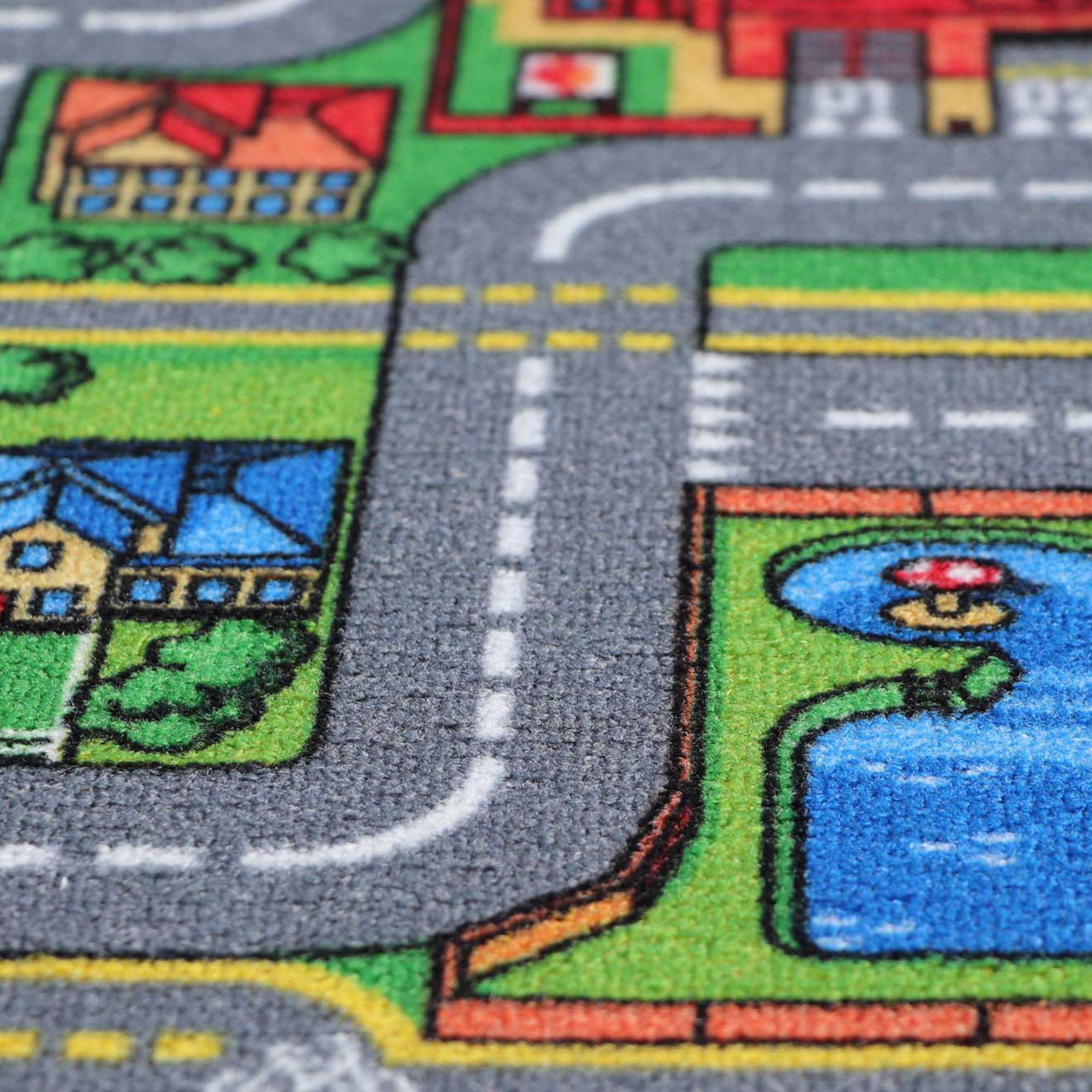 Primaflor Interaktiver Kinderteppich Streets - 140 x 200 cm | Made in Europe | mit Straßenmotiv, Hochwertiger Straßen-Teppich mit Kreisverkehren | für Kinderzimmer, für Jungen & Mädchen