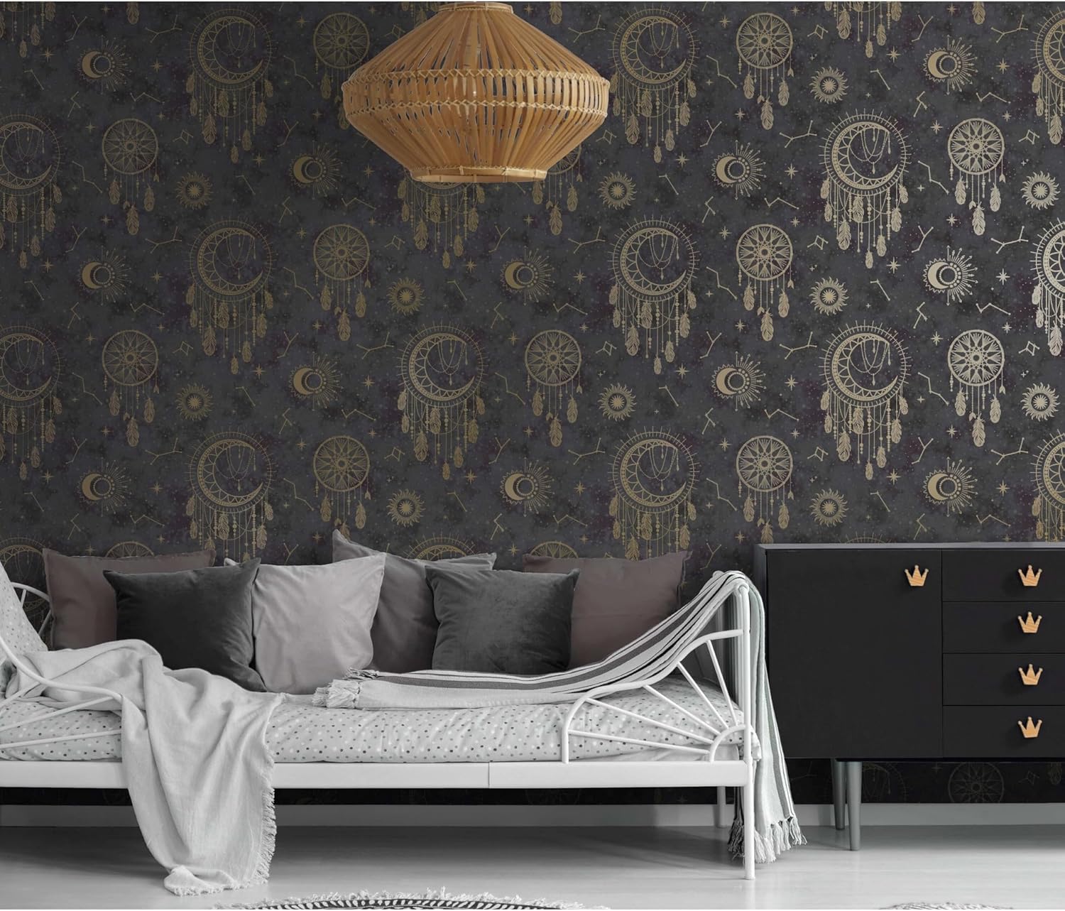Holden Dreamcatcher Wallpaper Black/Gold 13330